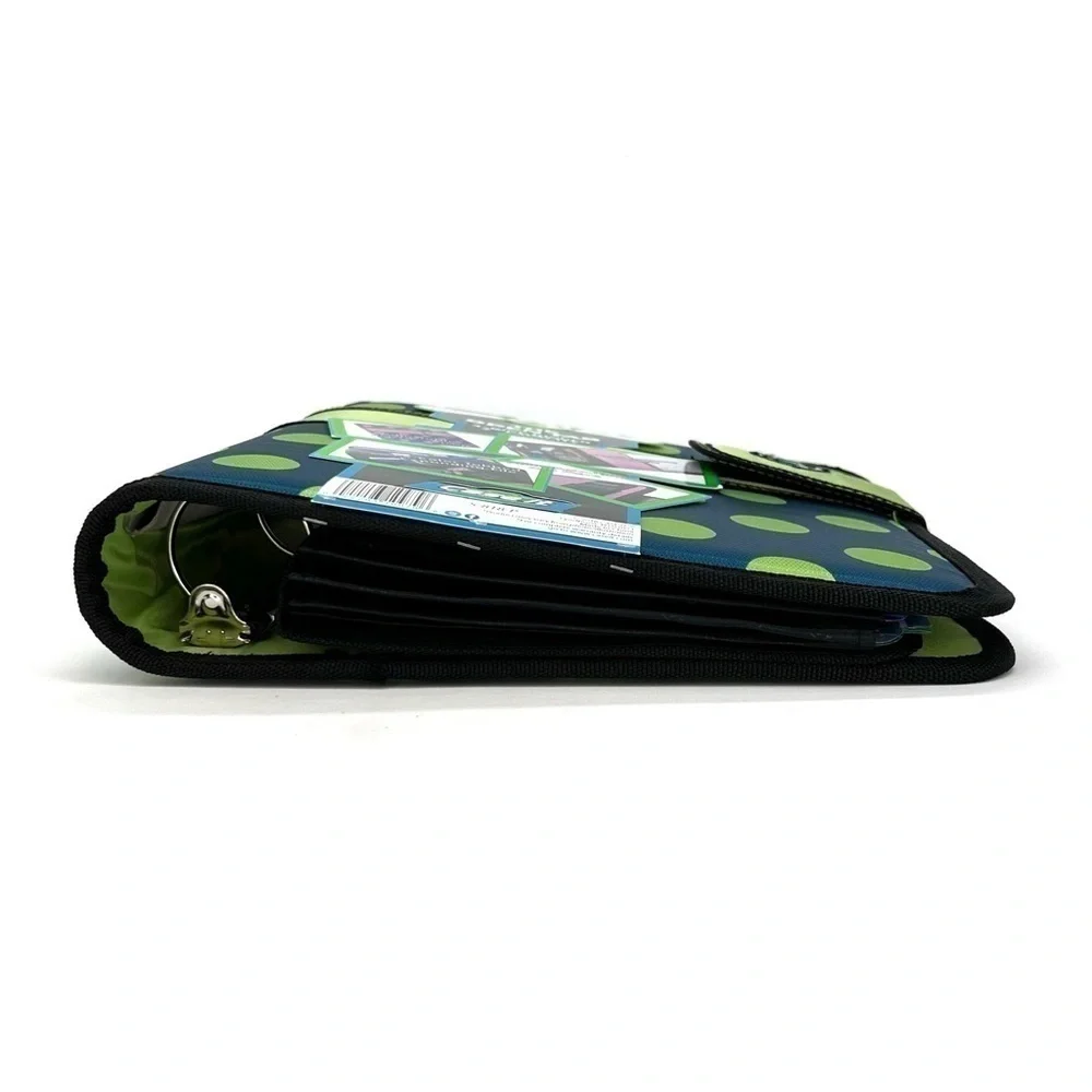 Case-It “The Open Tab” 2” Three Ring Binder Blue with Green Polka Dots New NWT